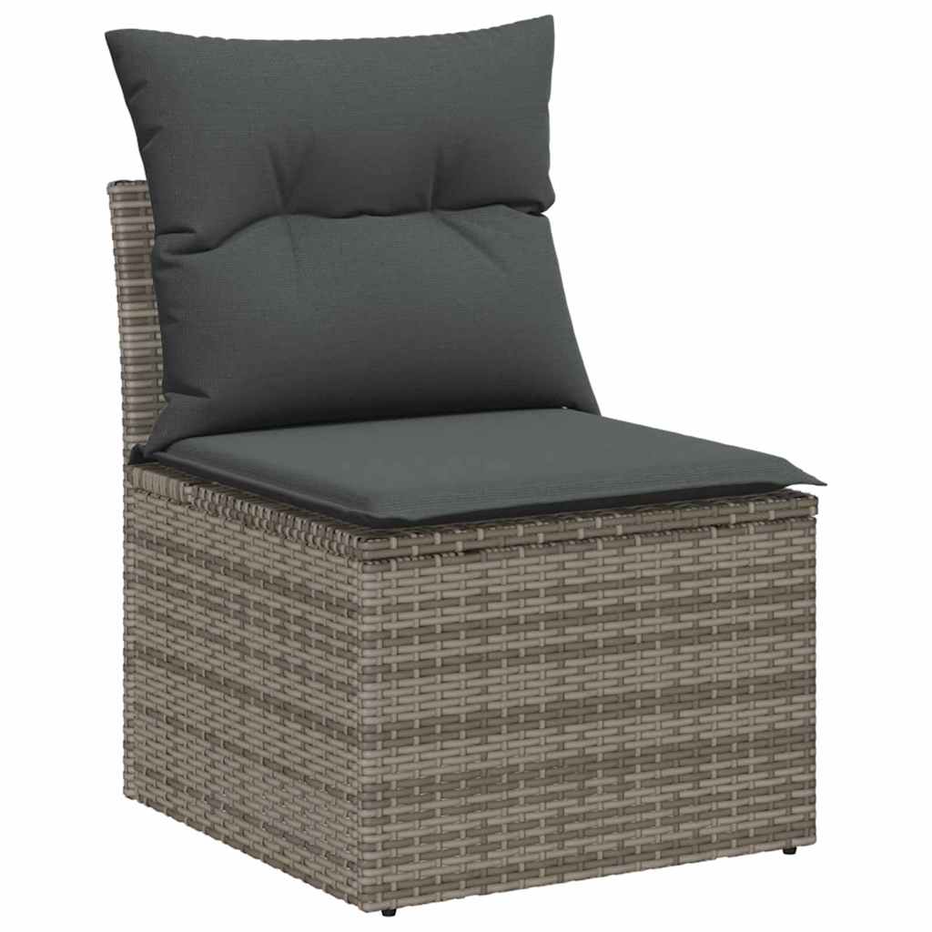 Garten-Sofa-Set mit Speicher 10 pcs Grau Poly Rattan